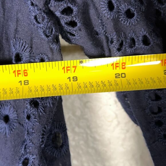 Suzanne Betro Sz L Navy, Black, and White Cutout Open Cardigan Jacket Fringe - Picture 7 of 8